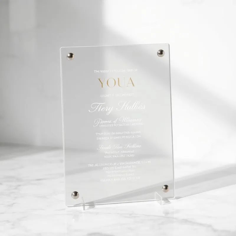 Printed acrylic glass invitation and sign
